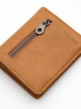 Alldaily Unisex Faux Leather RFID Wallet Slim Compact Bifold Tan